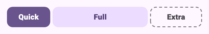 Today's set as one bar in three parts: Quick, then Full, then Extra, which is outlined with a dashed line.